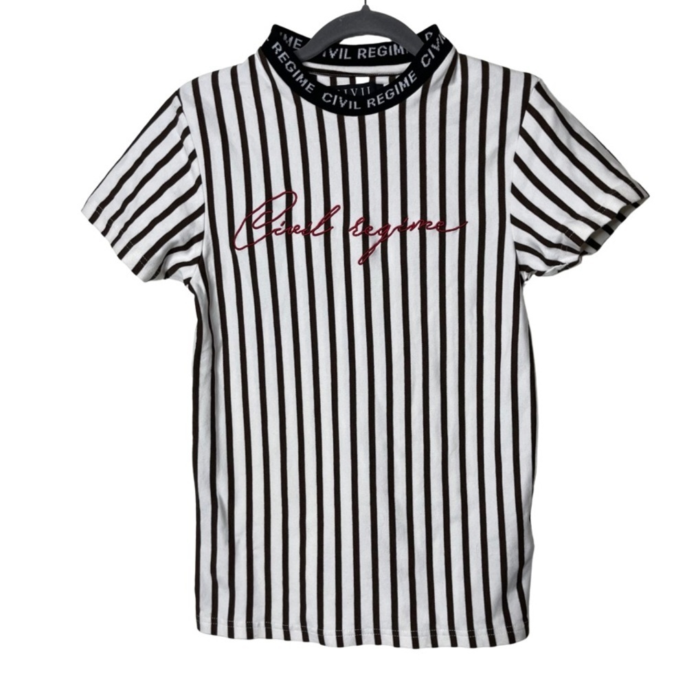 Civil Regime Mens Stripped Tee Shirt sz S